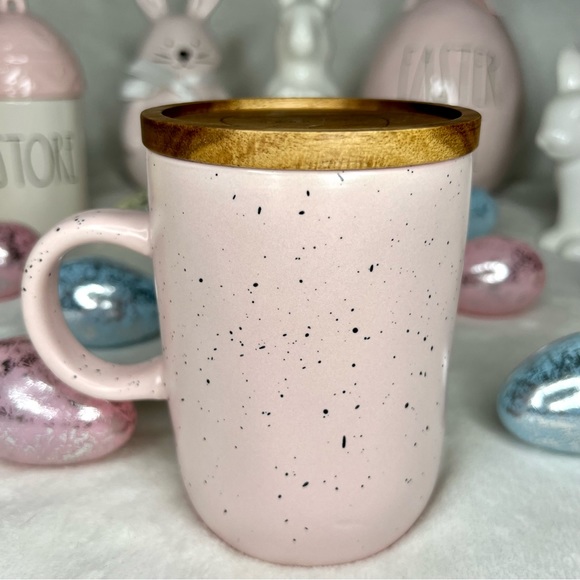 ❌SOLD❌ Rae Dunn Coffee Mug DID SOME BUNNY SAY CHOCOLATE Coaster Lid Easter Pink - Picture 10 of 17